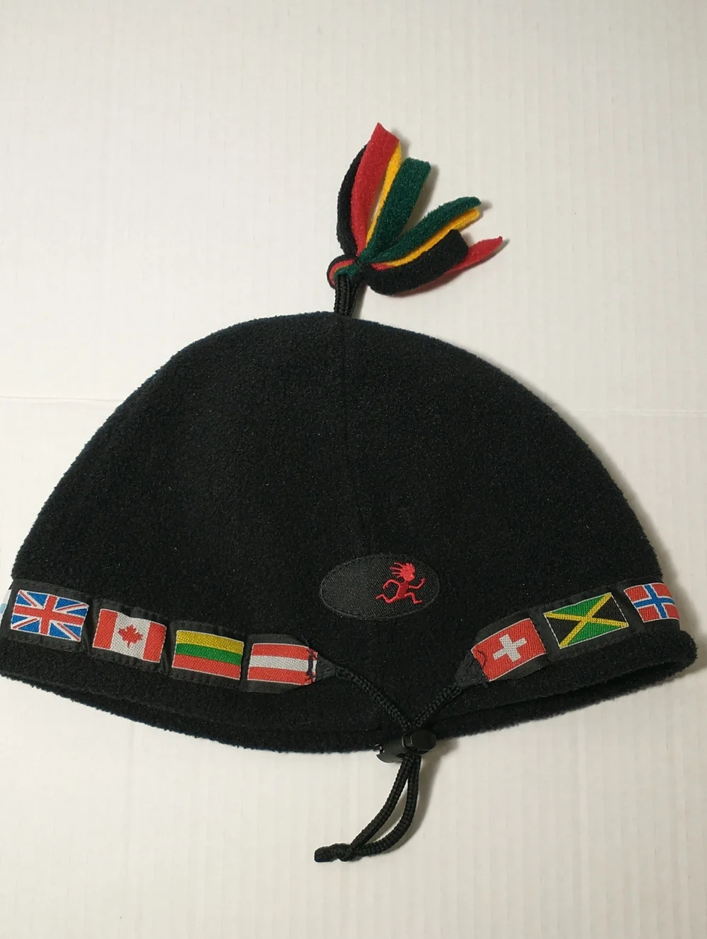 Vintage Shred Alert Fleece Adjustable Beanie, Countries Flags On, Adult Medium